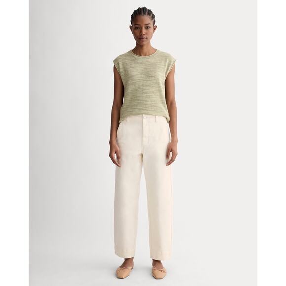 Everlane Utility Straight Leg Cropped Wide Short Jean White - Picture 2 of 8
